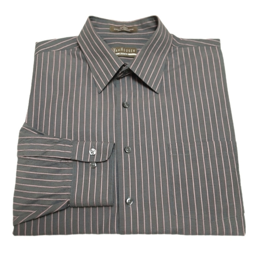 Van Heusen Button Up Fitted Shirt Mens Large